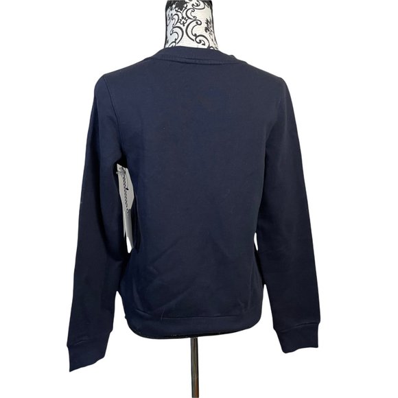 1901 | Women's Navy Blue Why Wait Till Midnight Kiss Graphic Sweatshirt Small - Picture 4 of 6